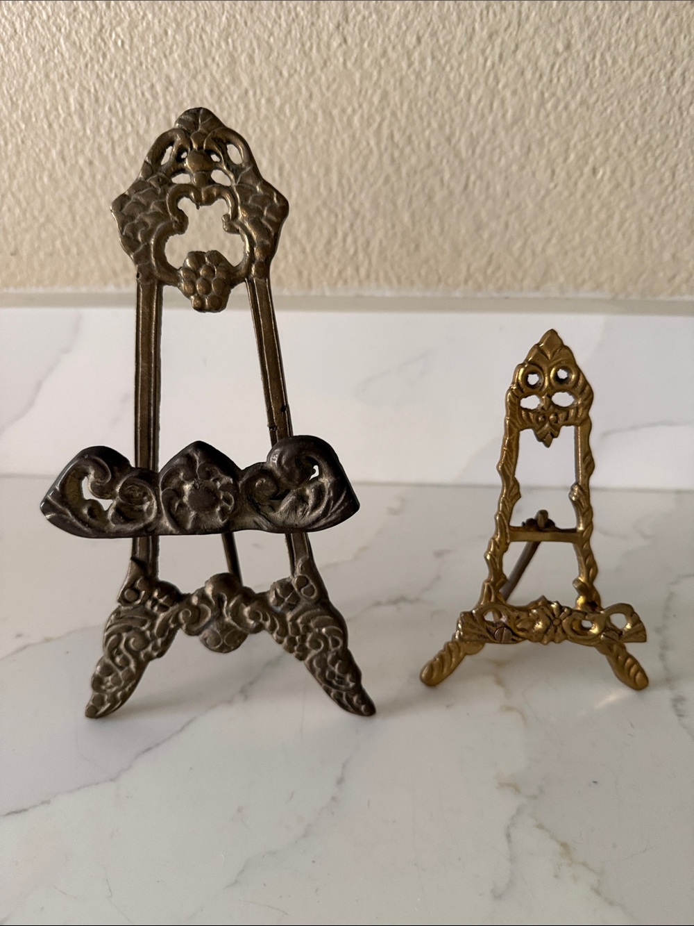 Vintage Brass Easels Set of 2